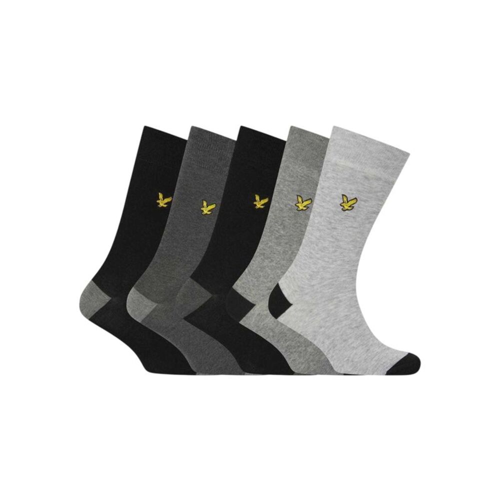 Lyle & Scott Mens Contrast Crew Socks (Pack of 5) / Black/Ash